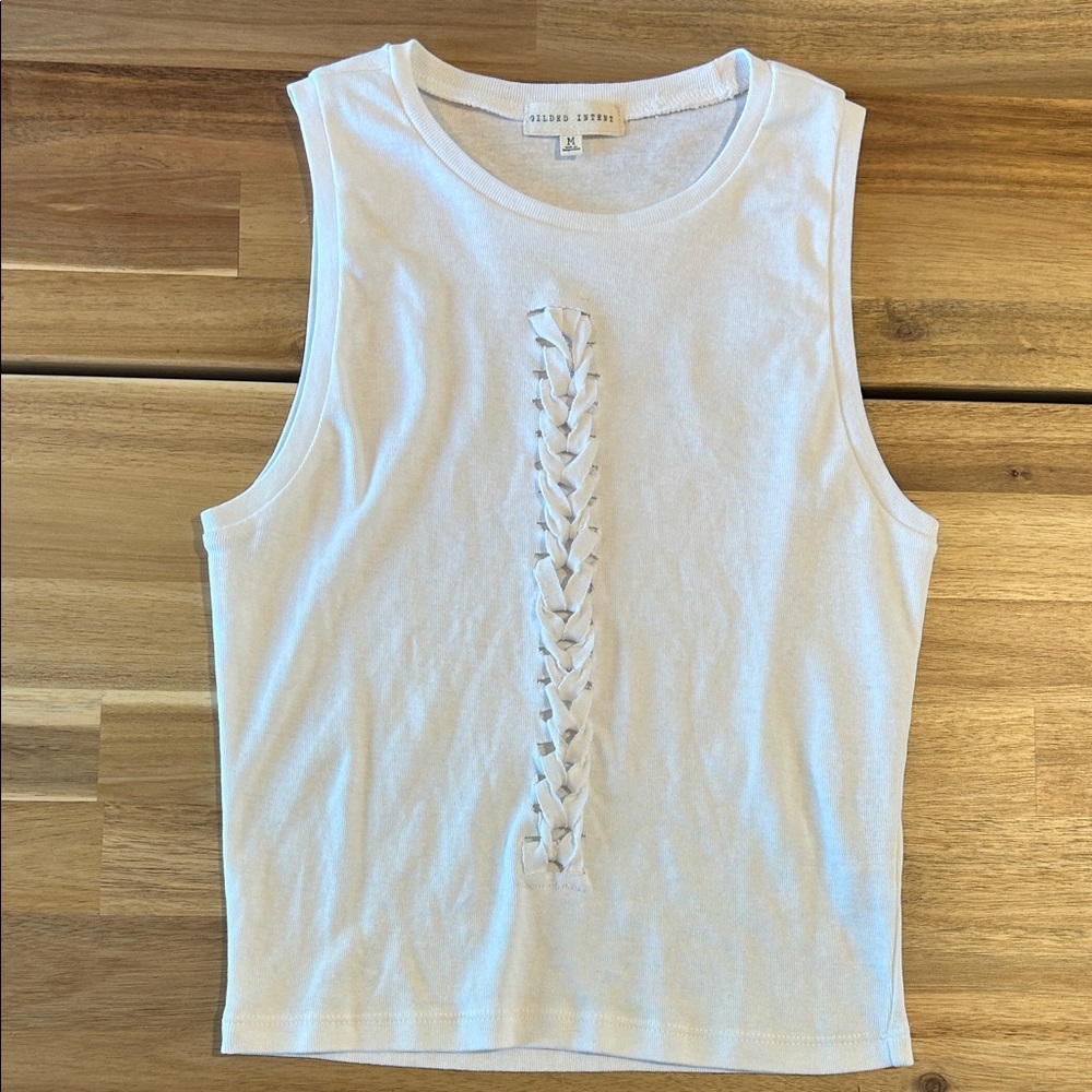 Gilded Intent White Braided Tank Top
